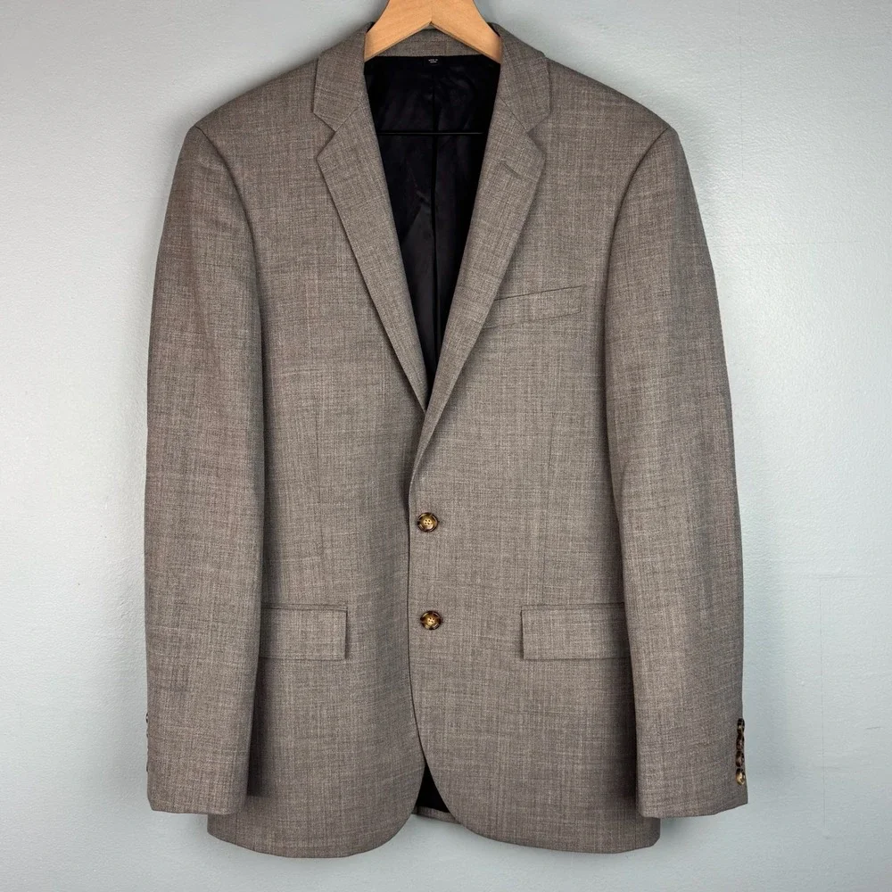 J. Crew Thompson Mens 38 Reg Gray Two Button Wool Blend Blazer Sport Coat FLAW